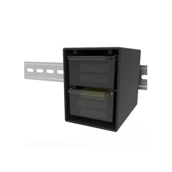 Dinstorage W Drawers, DsUnv1 Din Rail Base, DsUnv2 Surface Mount Base W Adhesive Strip DS-DD2